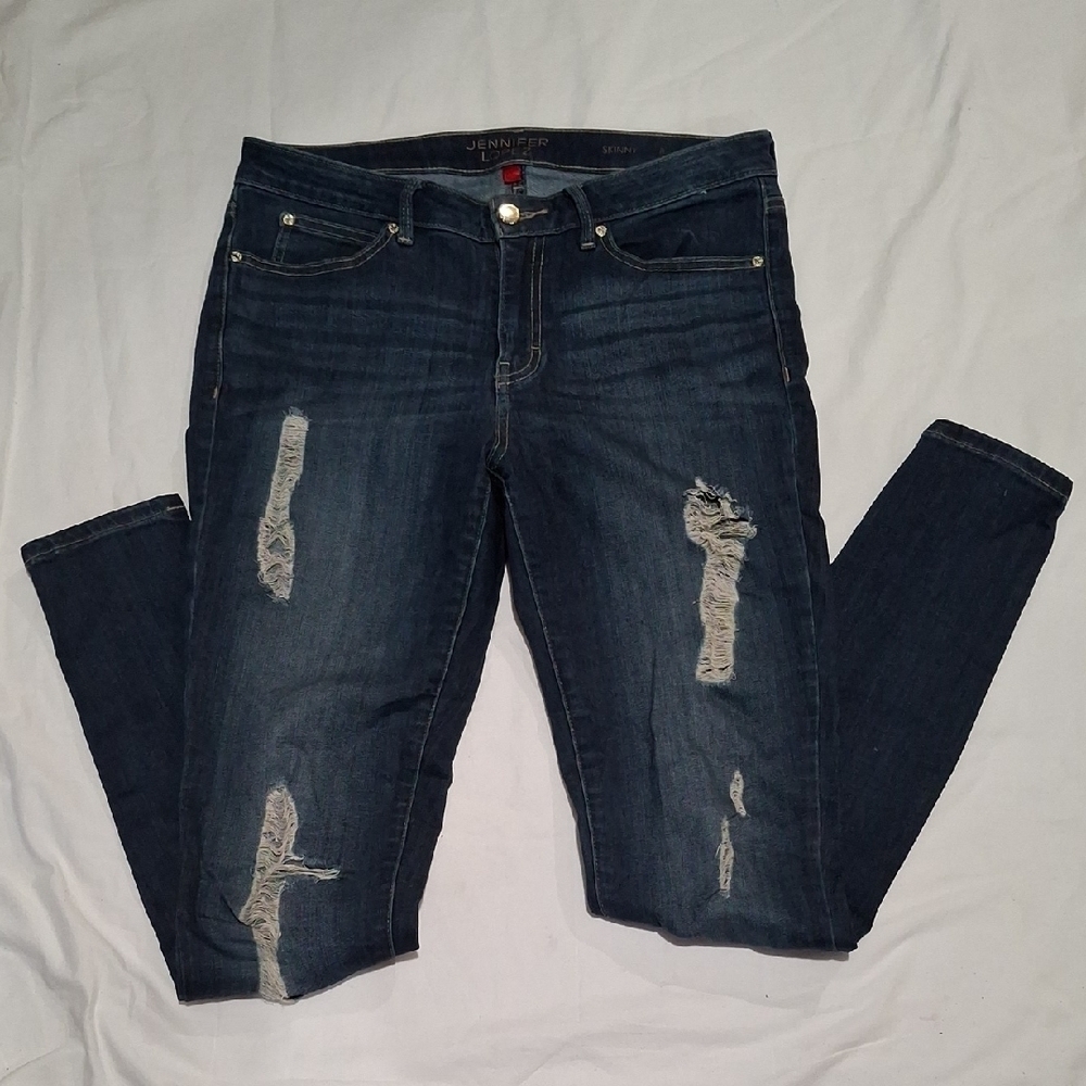 Jenni Women's Dark Blue Distressed Skinny Jeans Size 8